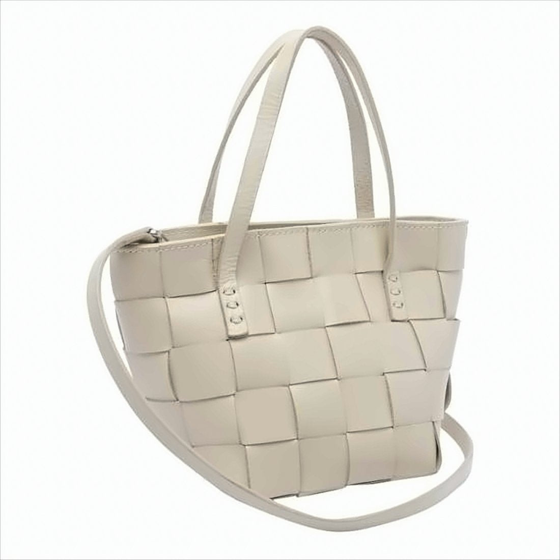 Mini Woven Buffalo Leather Tote Bag