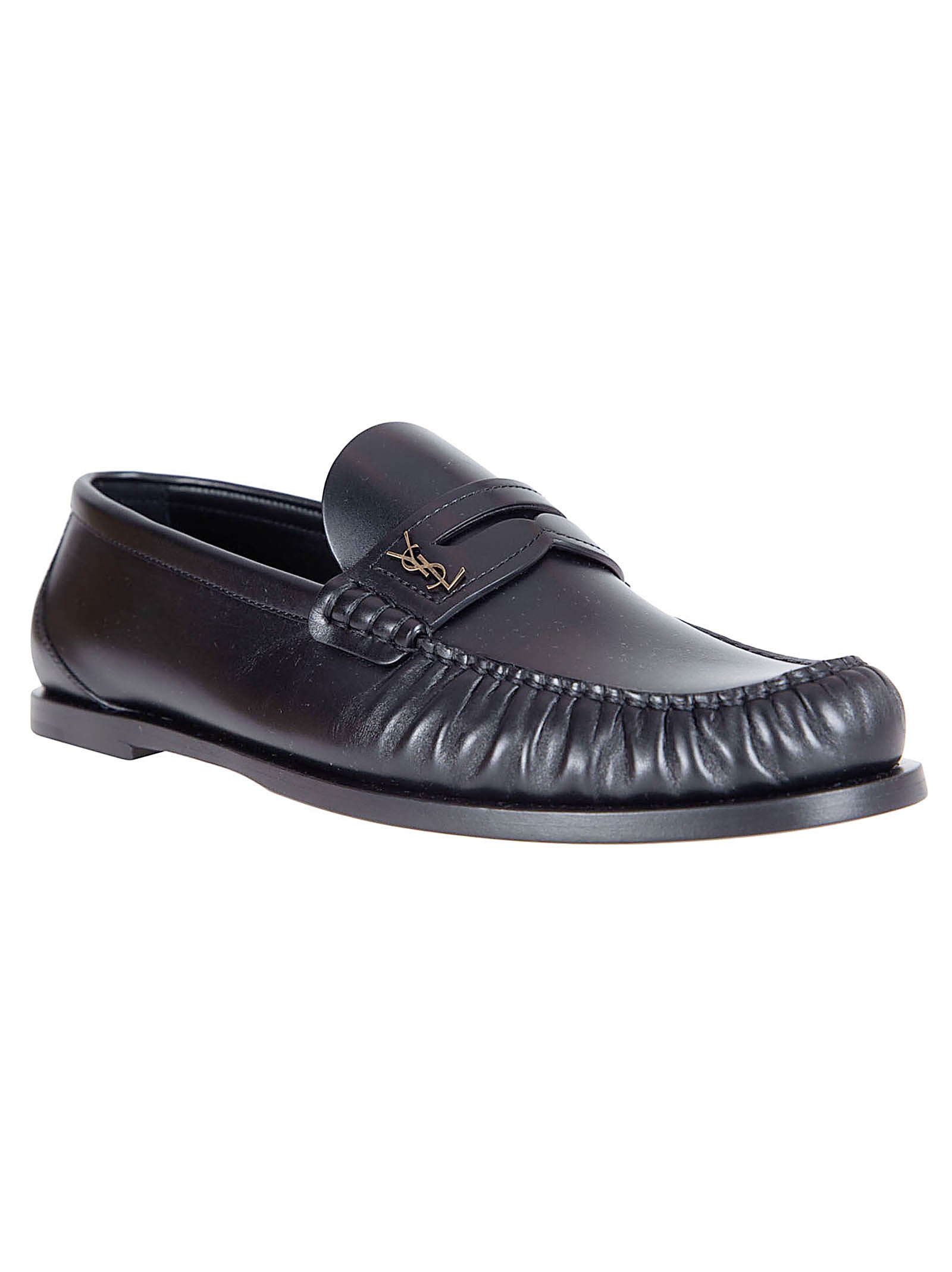 Hand-Stitched Black Moccasins with Square Toe Design