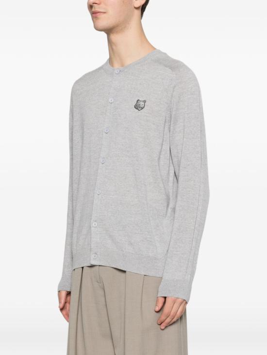 Light Grey Wool Cardigan With Button-Up Front