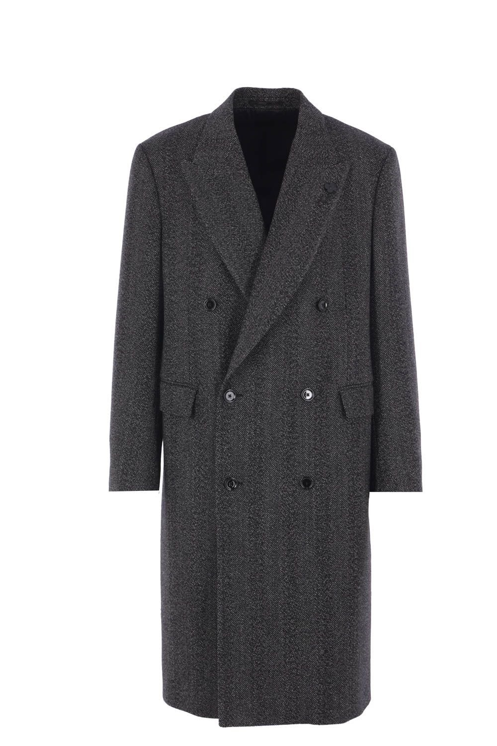 Double-Breasted Tailored Coat with Structured Shoulders