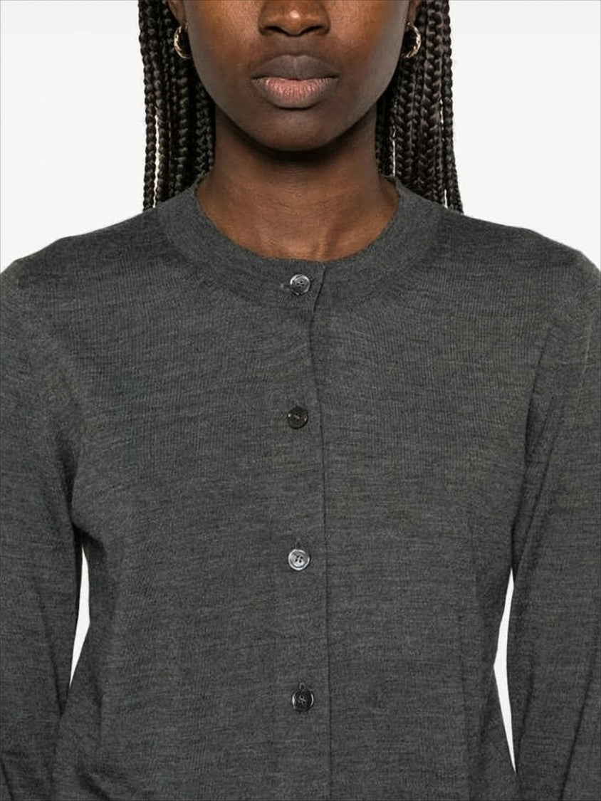 Fine-Knit Gray Cardigan with Button-Down Front