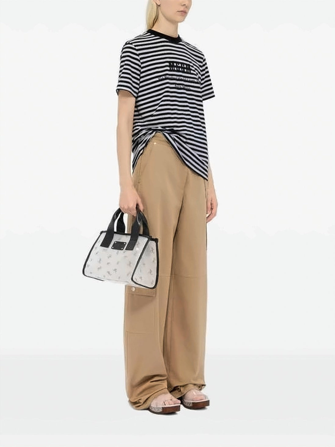 Horizontal Striped Short-Sleeve T-Shirt with Printed Logo
