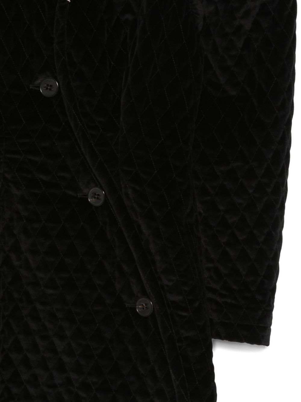 Button Fastening Black Quilted Coat