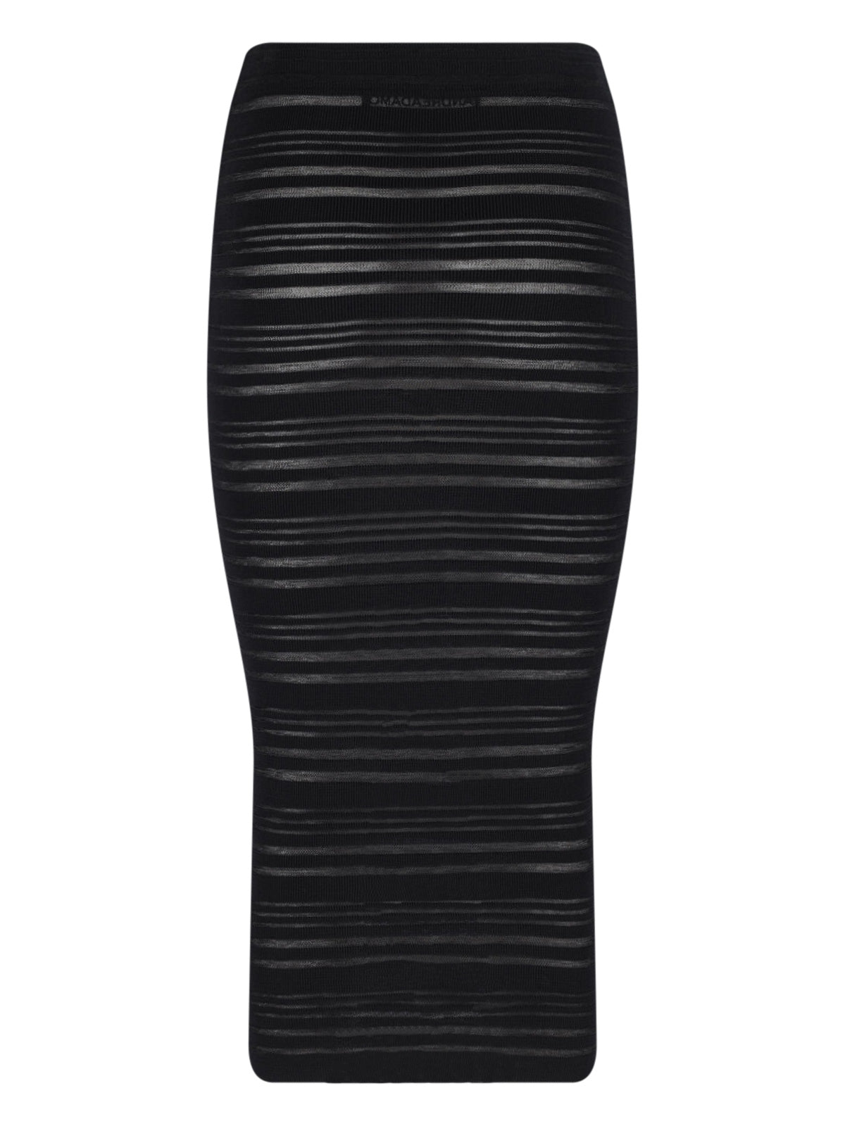 Black Semi-Transparent Ribbed Maxi Skirt