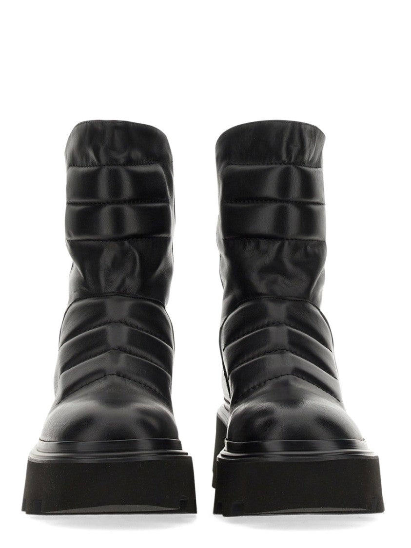 Chunky Black Leather Boot