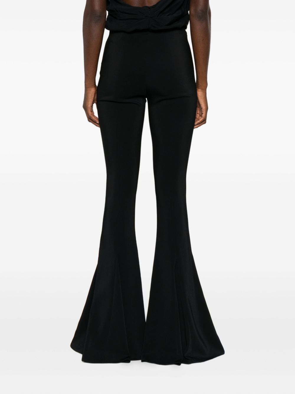 High-Waisted Stretch Viscose Flared Trousers