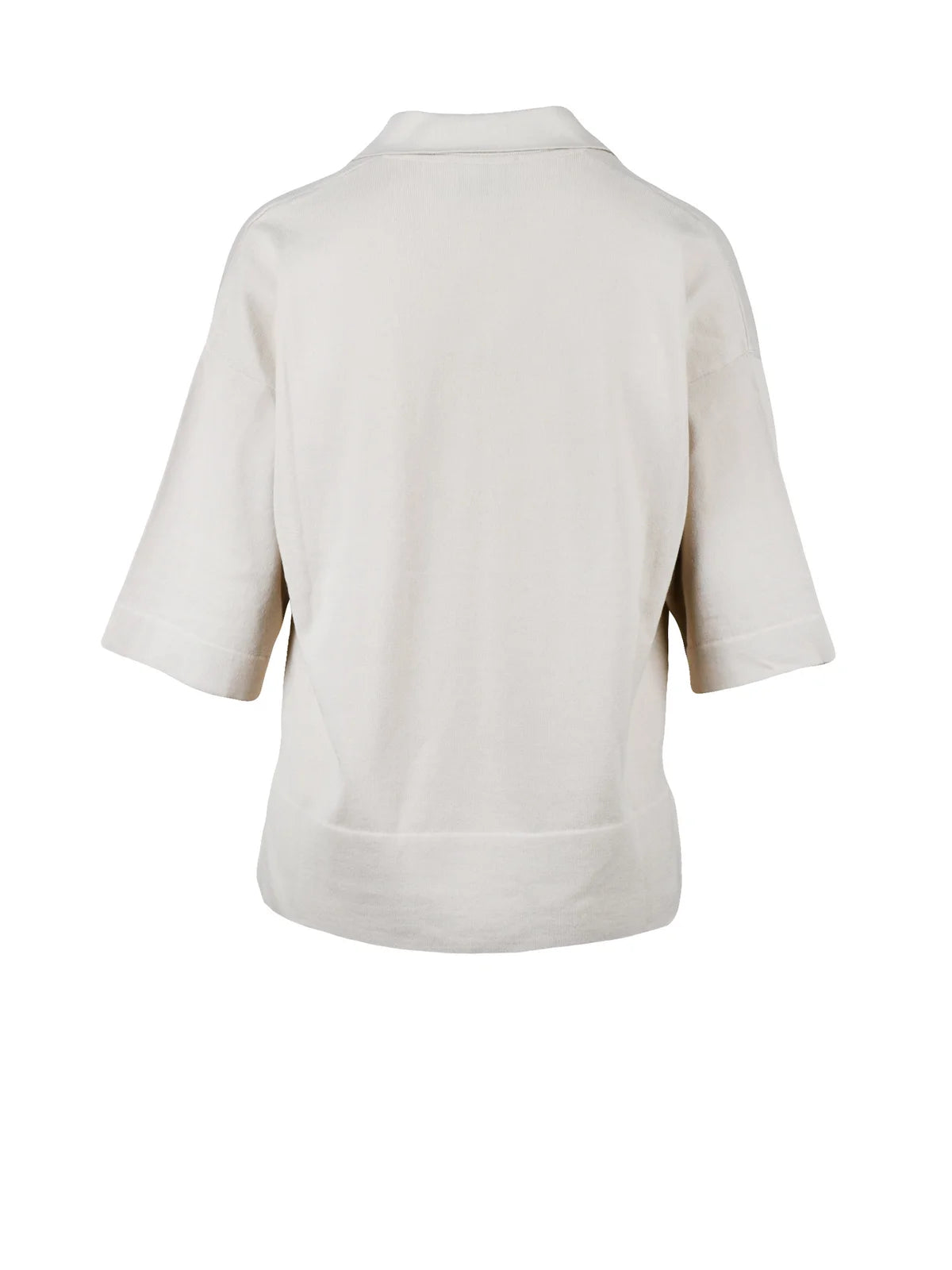 Beige Cotton Knit Polo Shirt