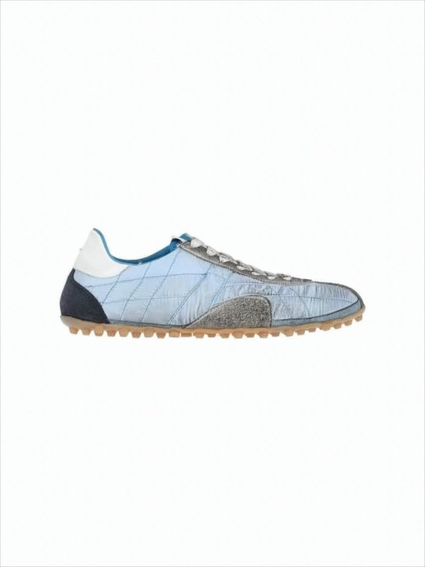 Quilted Low-Top Sneakers With Suede Overlays And Gum Rubber Sole