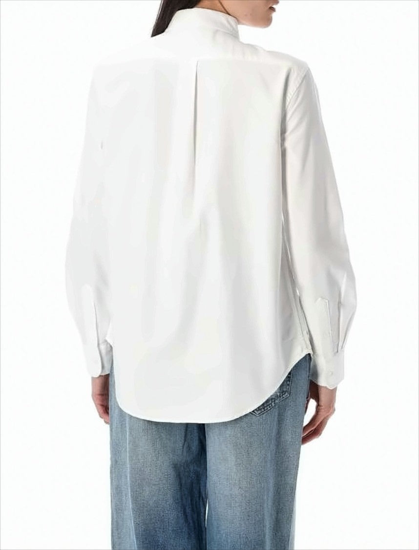 Long-Sleeve Button-Up Shirt with Pointed Collar