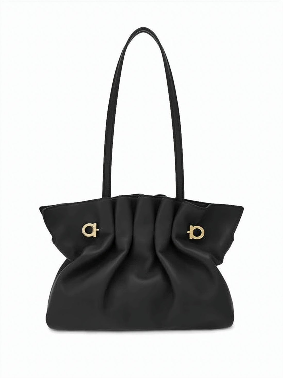 Ruched Nappa Leather Shoulder Bag