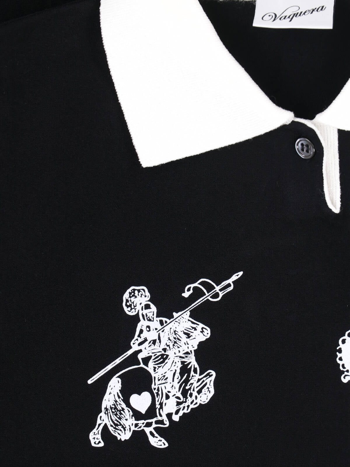 Black Graphic Print Cropped Polo