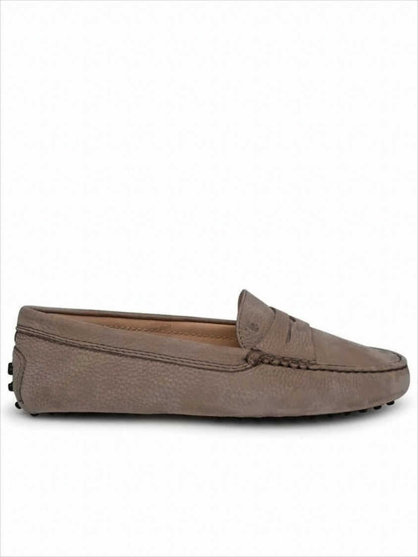 Sleek Brown Leather Loafers with Textured Finish