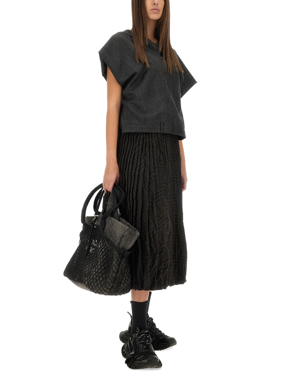 Pleated Wool Skirt with Structured Silhouette
