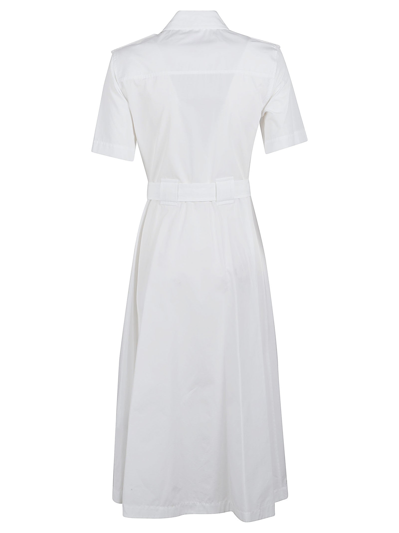 Structured White Shirt Dress with Belted Waist