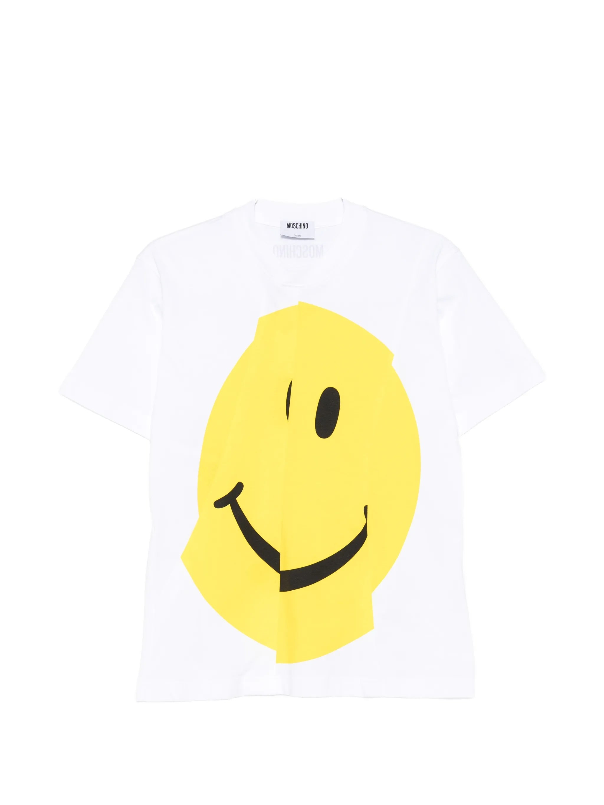 White Abstract Smiley Face Graphic Cotton T-Shirt