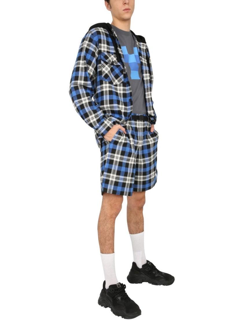 Plaid Bermuda Shorts With Adjustable Belt