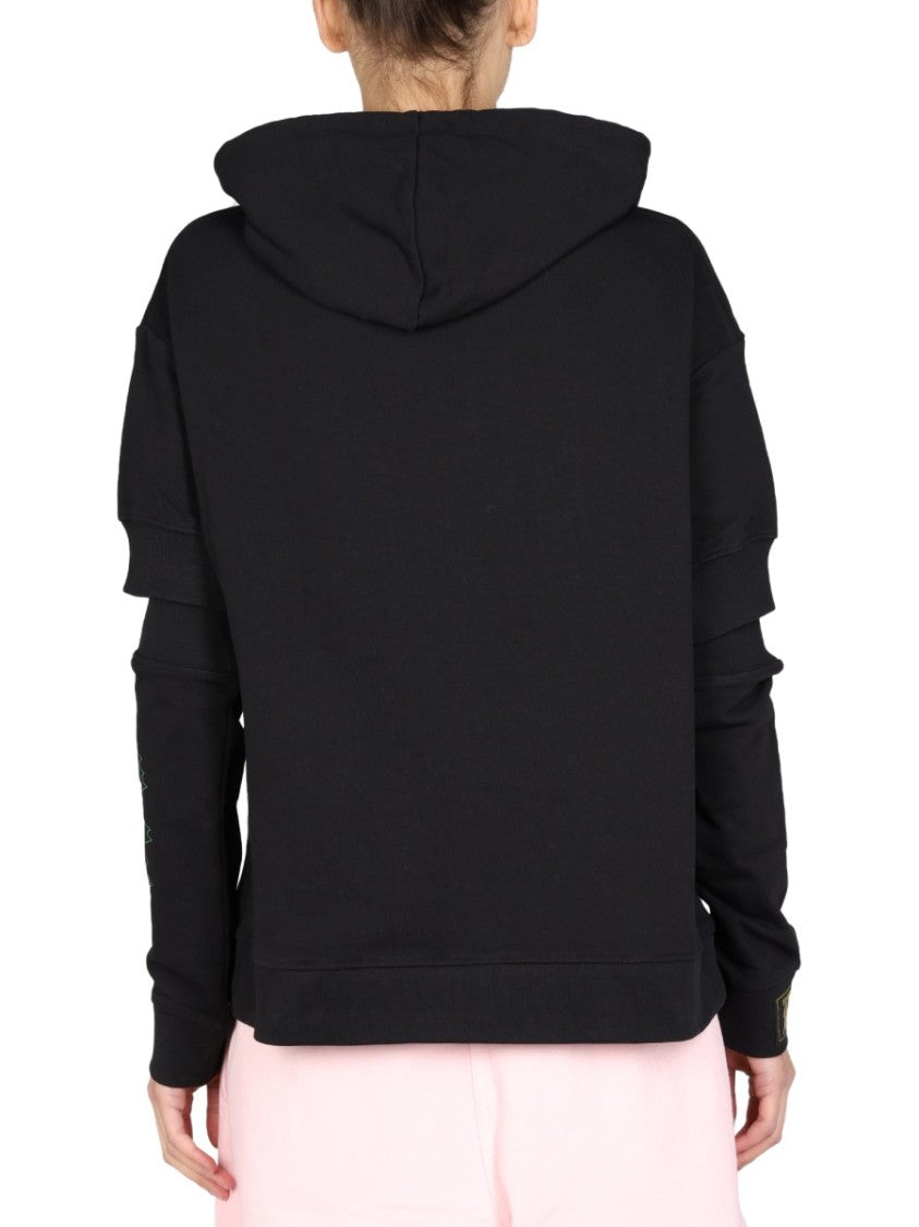 Graphic Print Sweatshirt With Cut-Out Sleeves