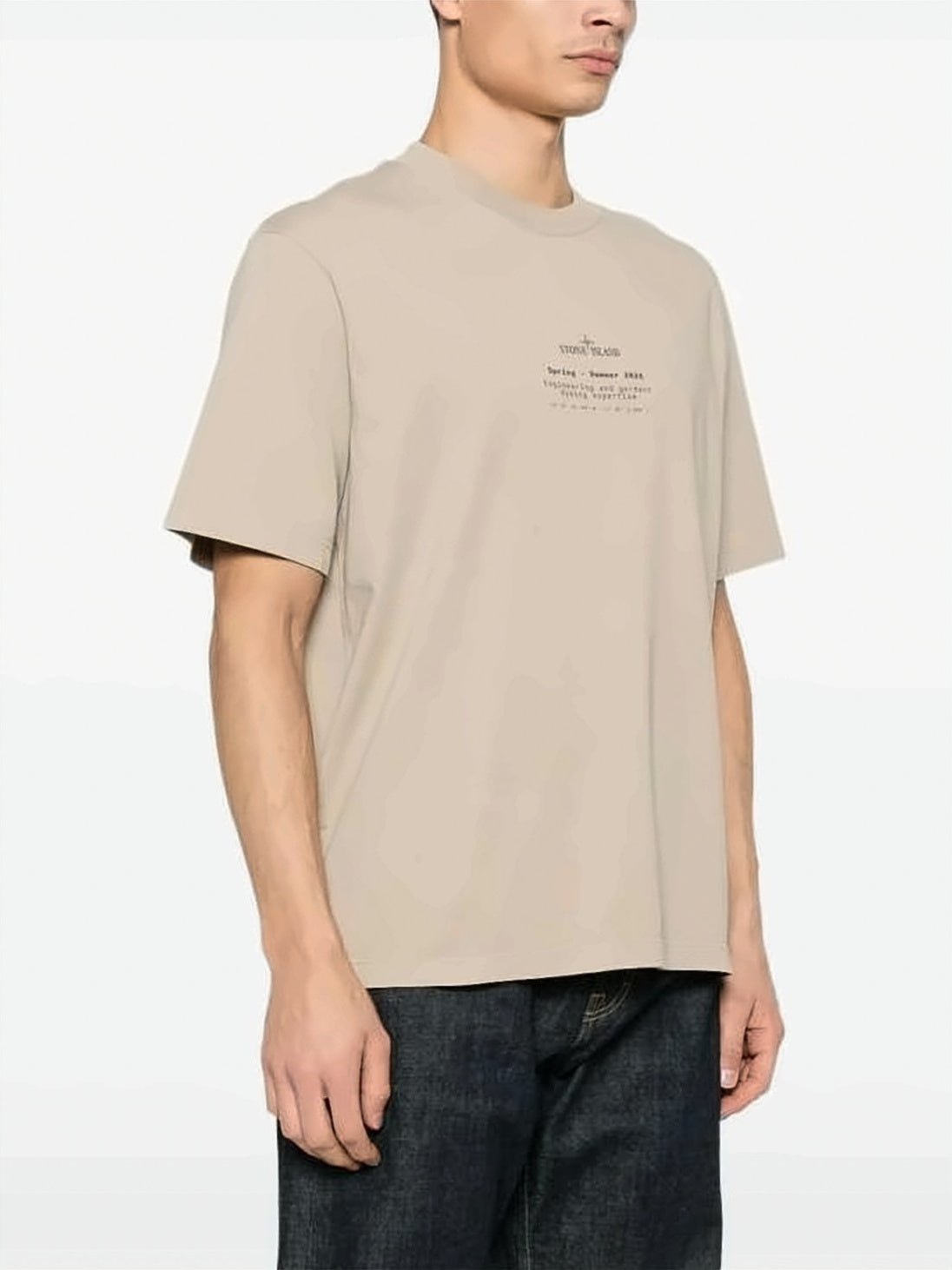 Short-Sleeve Stone Island T-Shirt with Compass Graphic