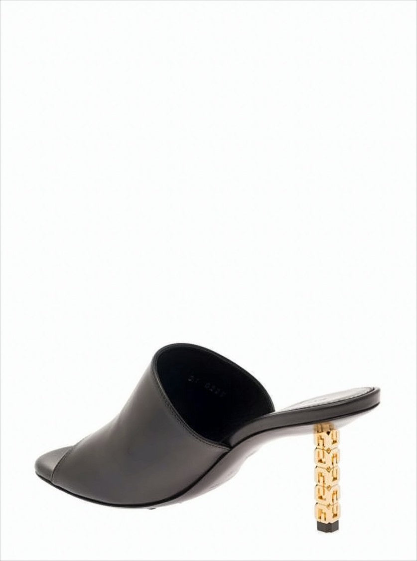 Mule-Style Pump with Geometric Gold-Tone Heel