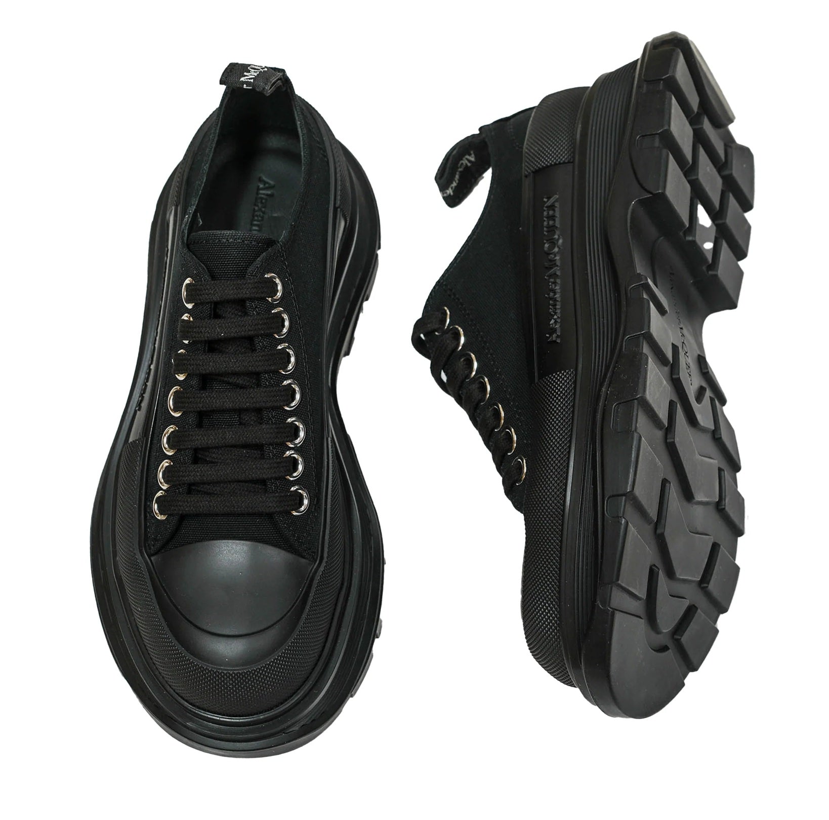 Chunky Sole Black Leather Sneakers