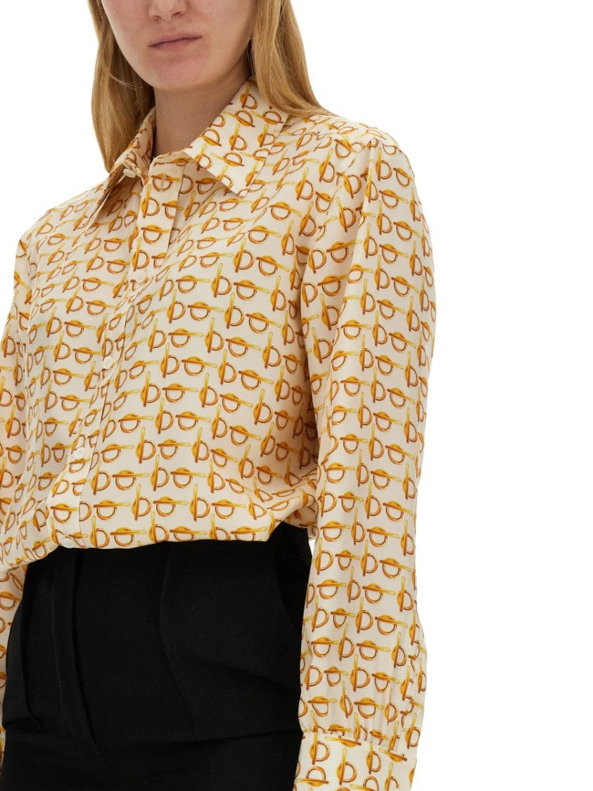 Eyeglasses Print Mulberry Silk Shirt