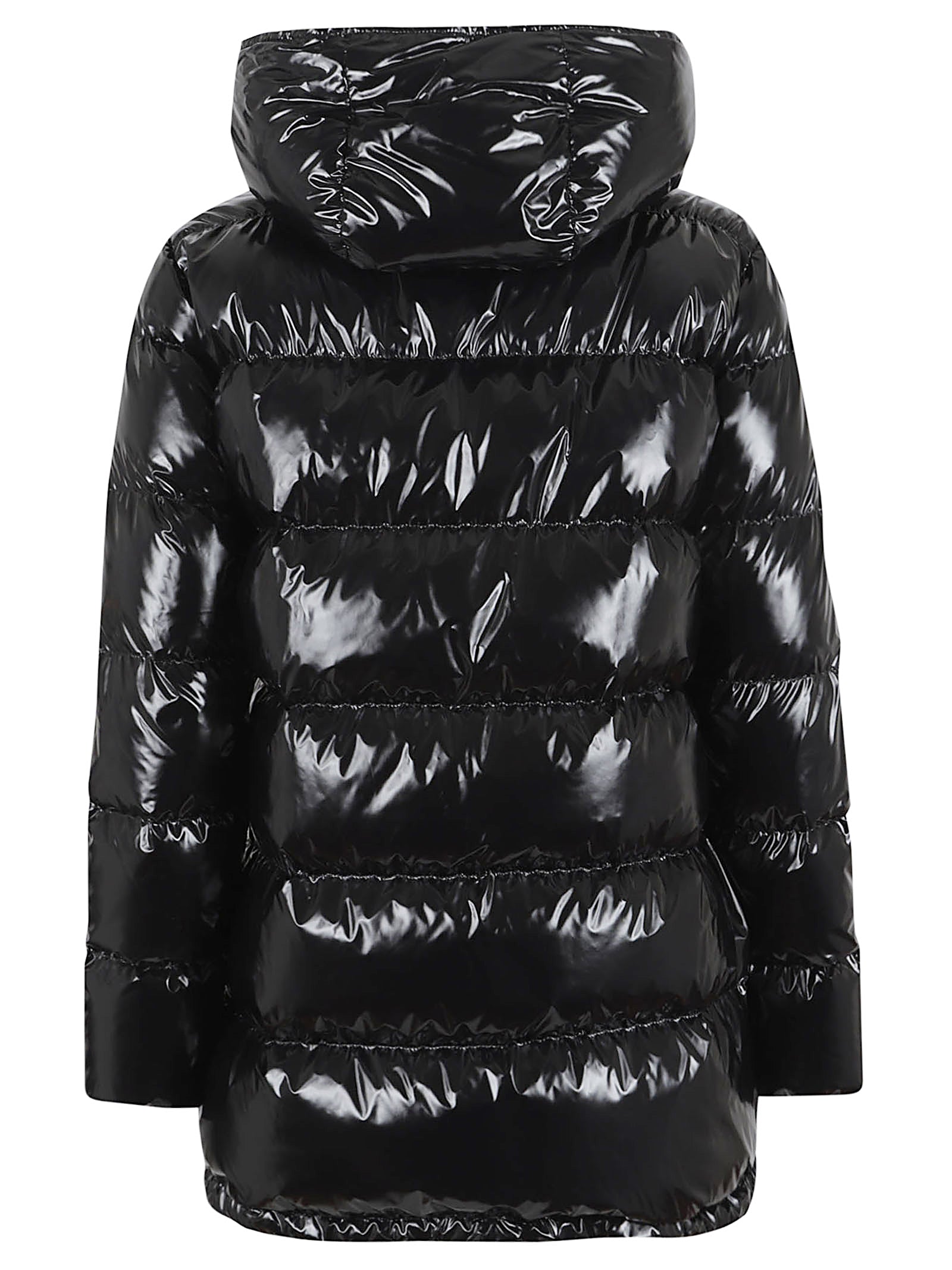 Glossy Quilted Down Jacket with High Collar