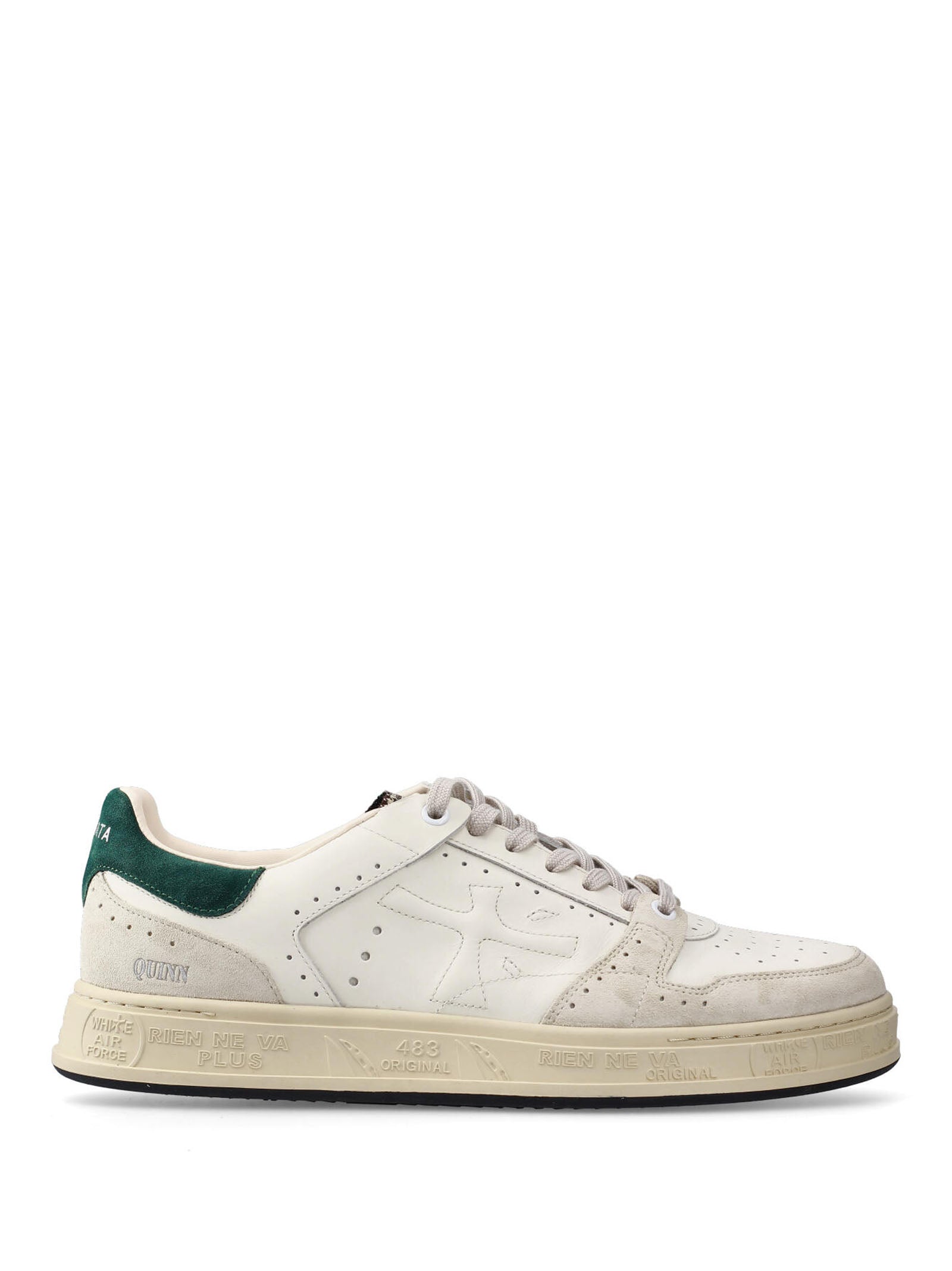 Micro Perforated Leather Sneakers With Suede Accents