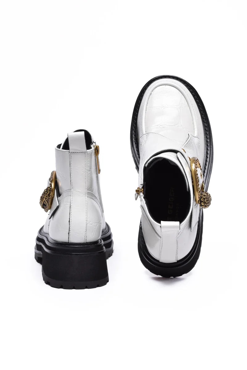 Patent Ankle Boots - White