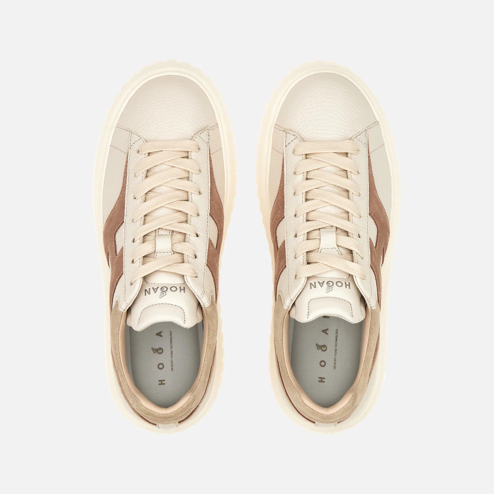 H-Stripes Lace-Up Sneakers in Calfskin and Sheepskin