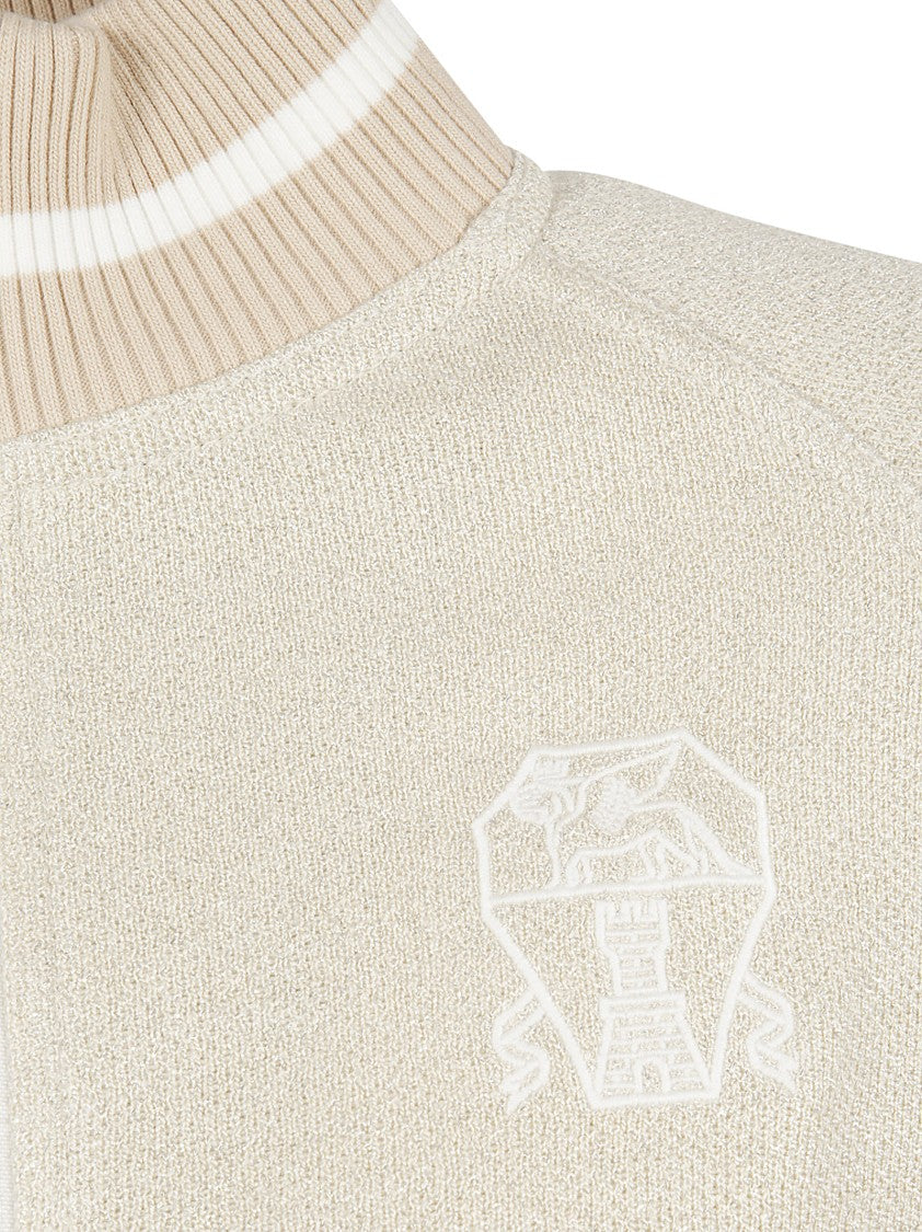 Embroidered Logo Jacket With Ribbed Cuffs And Functional Pockets
