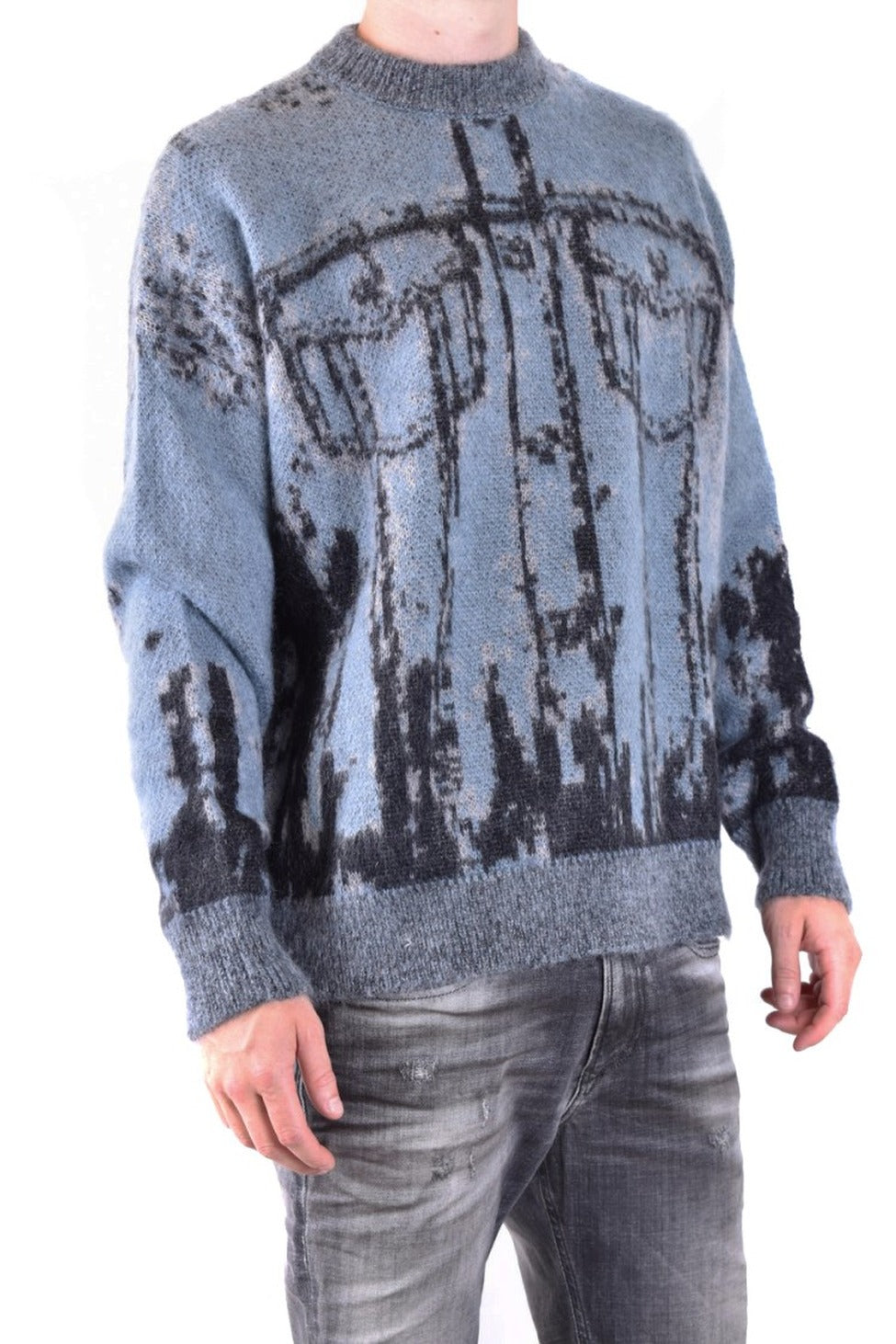 Blue Mohair Blend Knitwear
