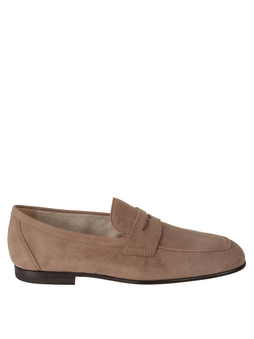 Suede Slip-On Shoes With Stitched Detail