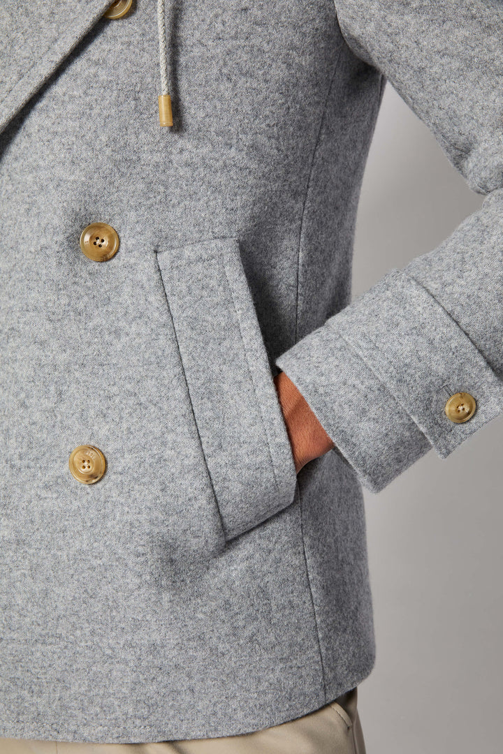 Light Grey Peacoat With Hood
