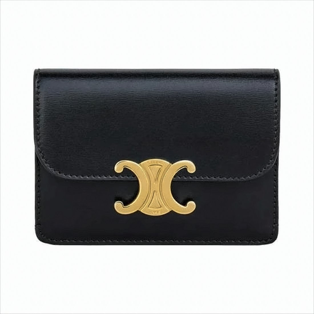 Compact Black Leather Card Wallet