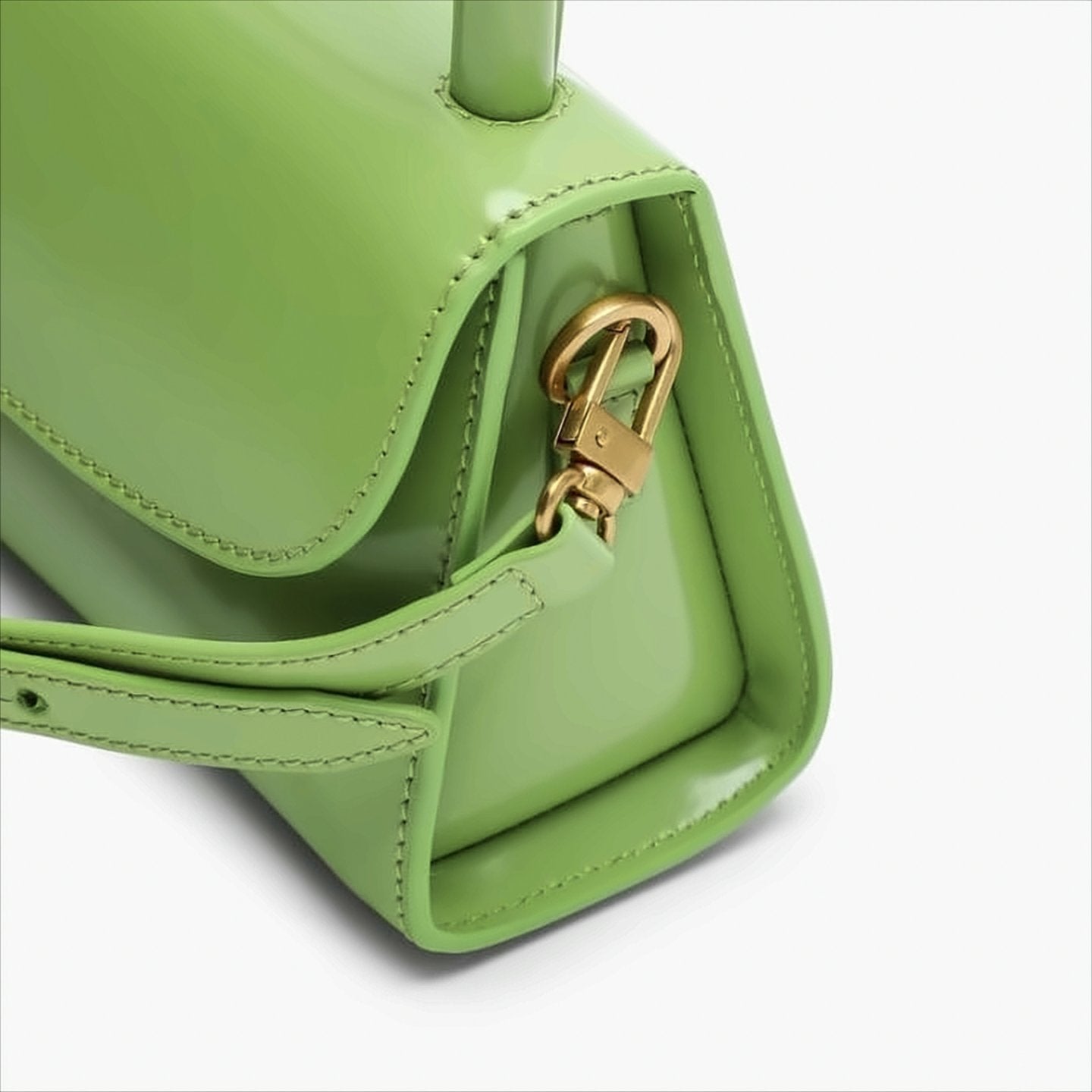 Semi-Patent Leather Top-Handle Bag with Gold-Tone Hardware