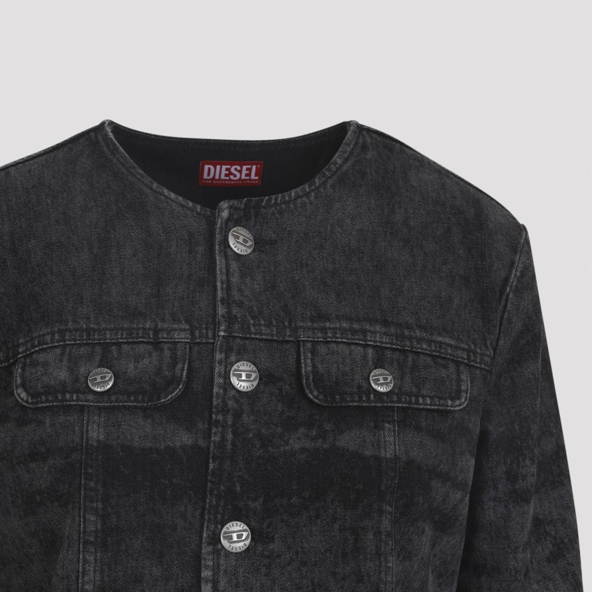 Cropped Denim Jacket With Washed Black Finish