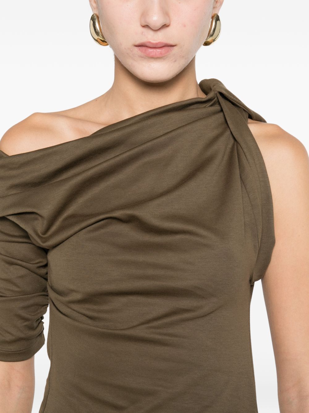Asymmetric Green Mini Dress With Gathered Details
