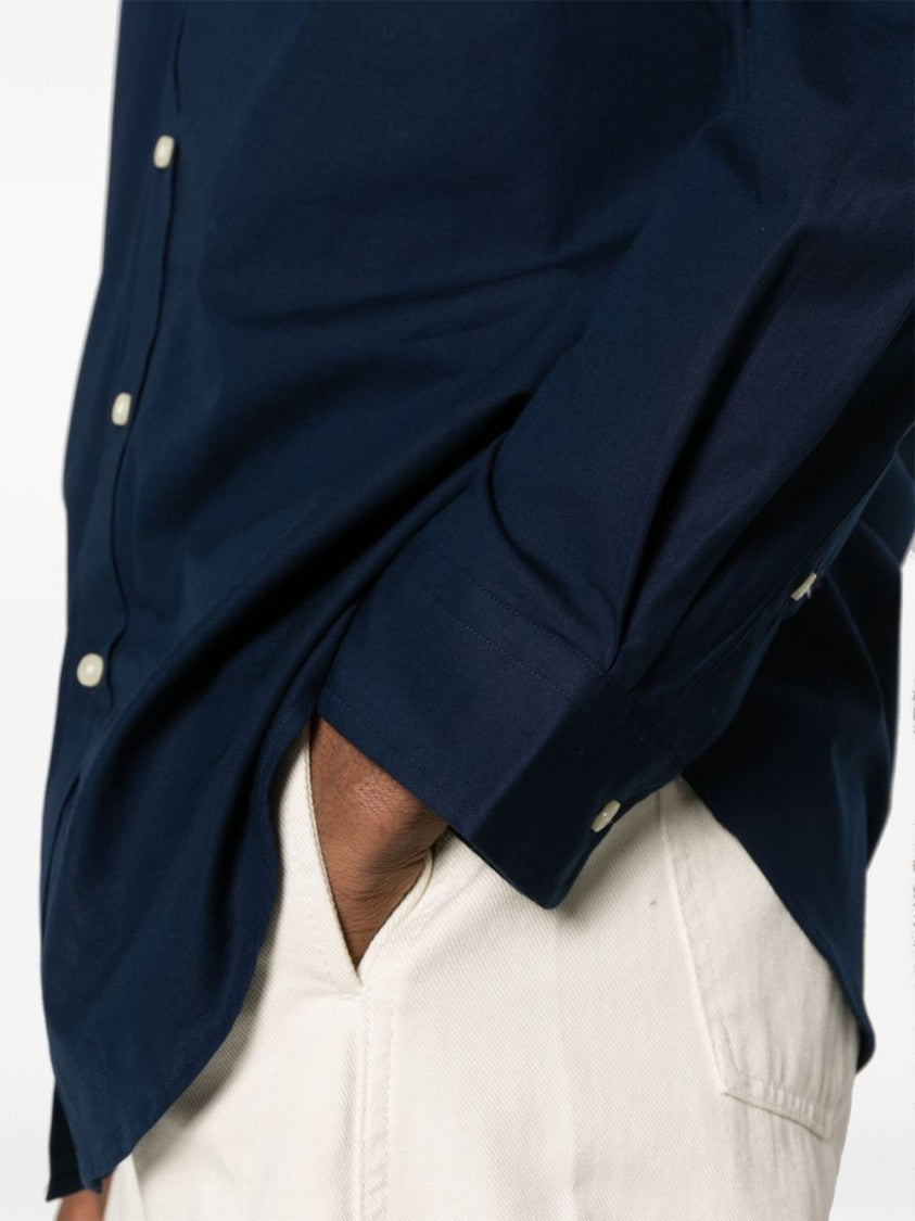 Tailored Blue Shirt with Button-Down Collar