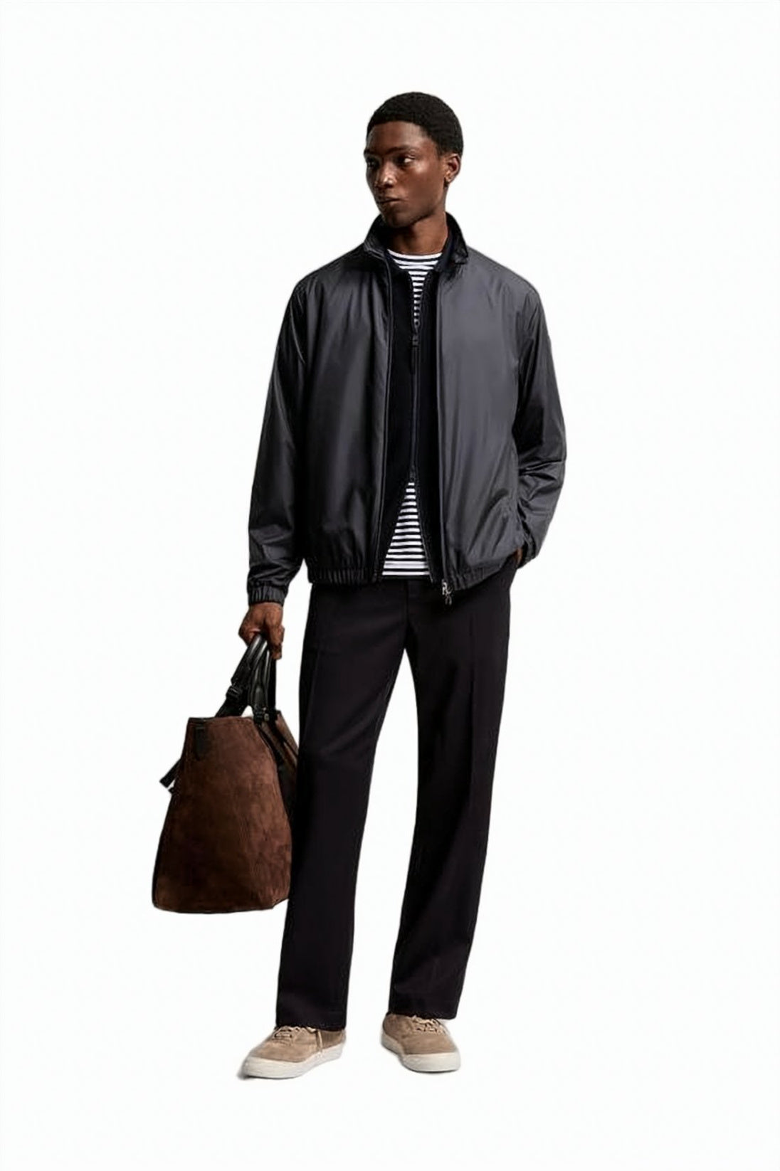 Fitted Black Jacket With Adjustable Waist And Hood