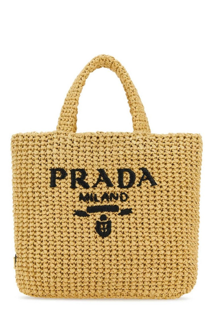 Textured Viscose Rayon Tote Bag With Embroidered Detailing