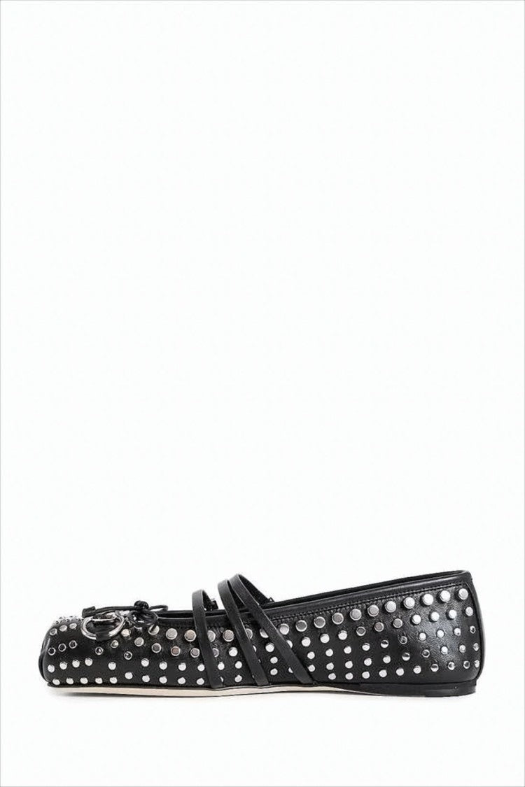 Studded Black Leather Flats