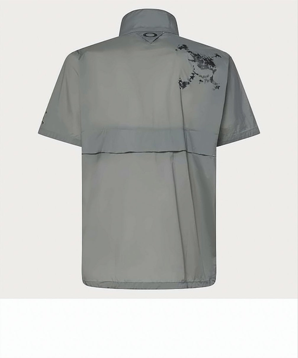 Short-Sleeve Jacket With High Collar And Graphic Detail