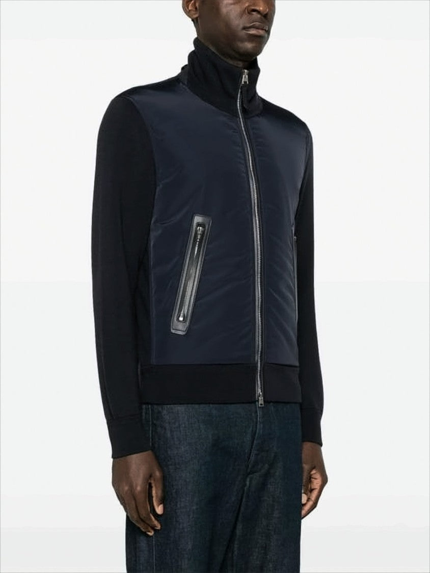 Black Zip Jacket with Ribbed Details