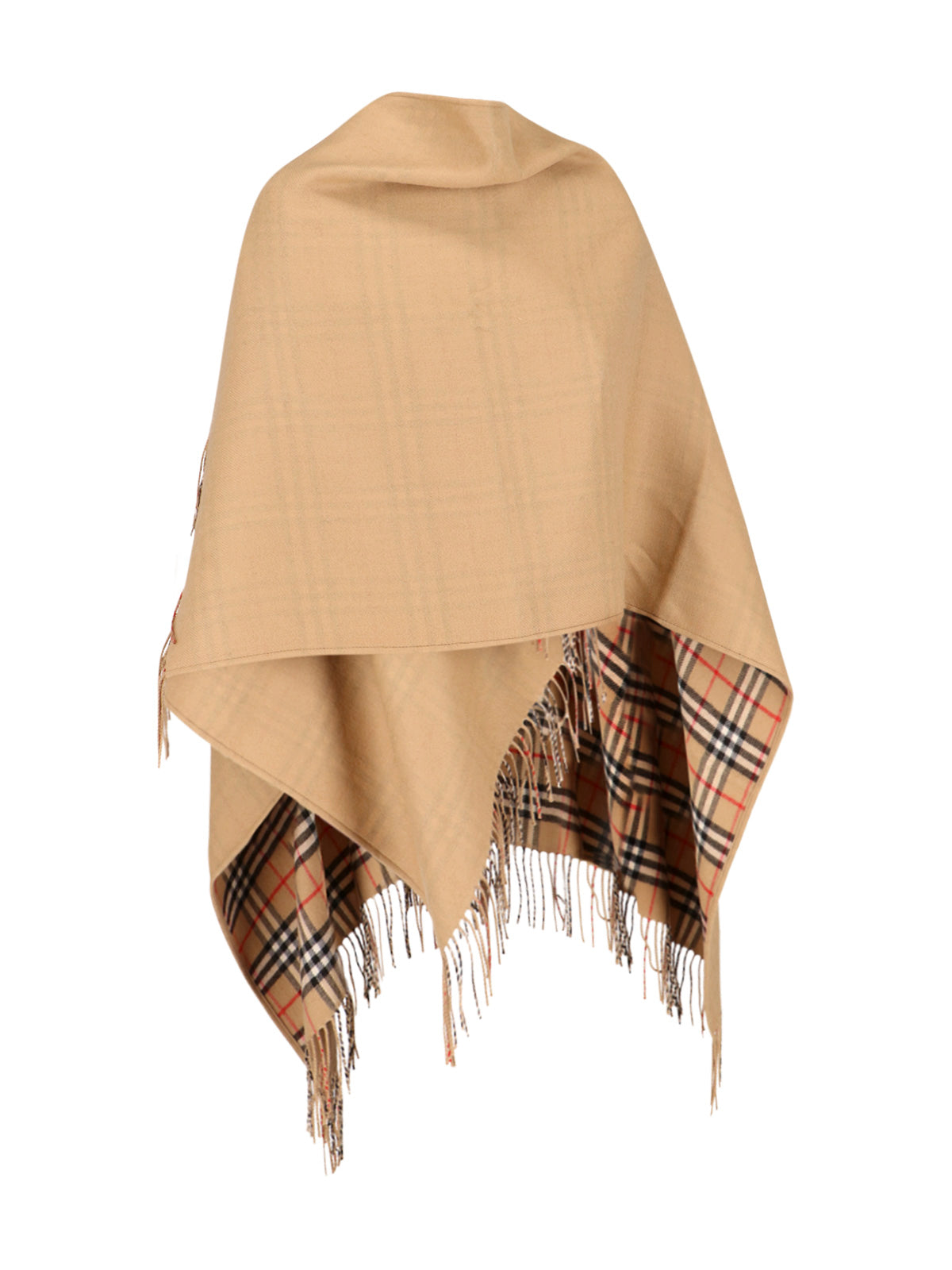 Reversible Merino Wool Mantle with Asymmetrical Hem