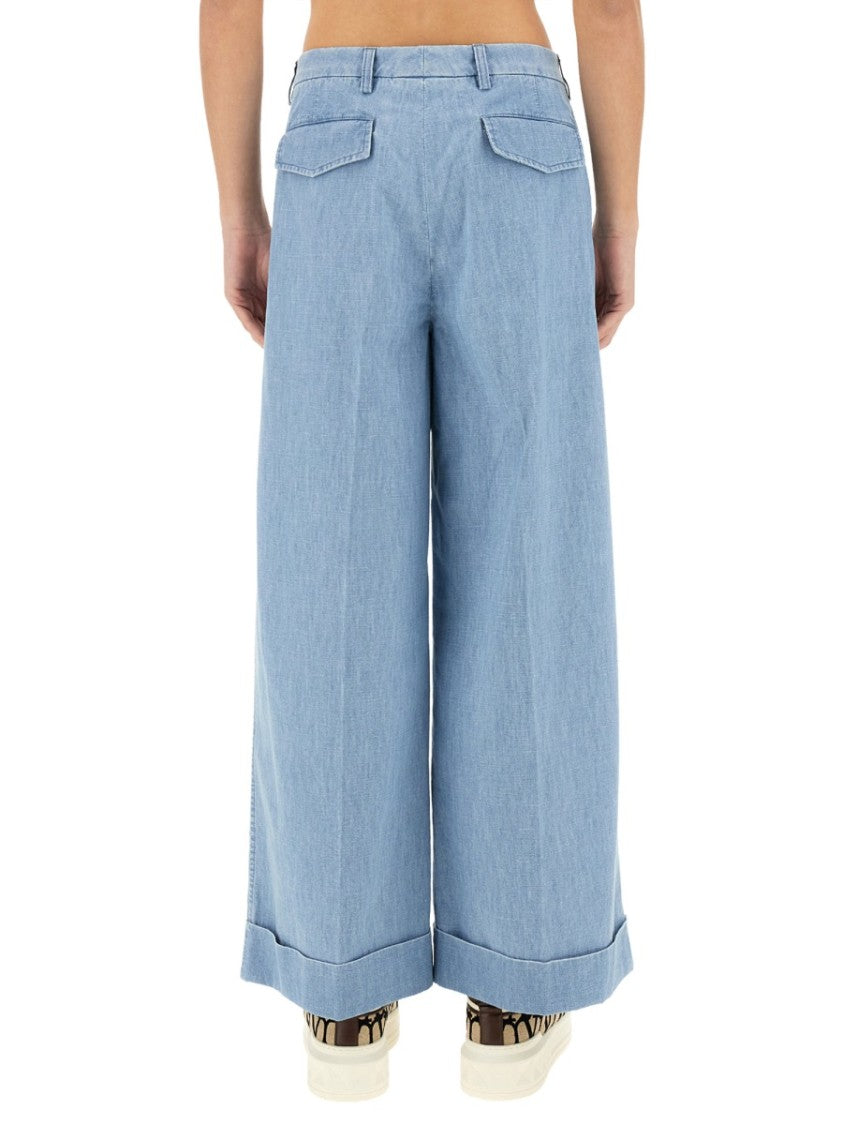 Denim Pants With Distinctive Lapels