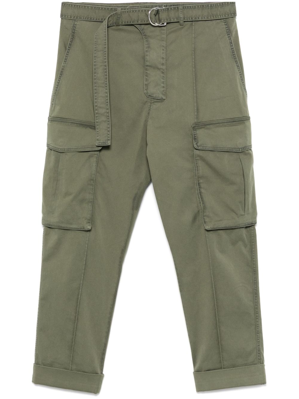 Cropped Olive Green Cargo Trousers