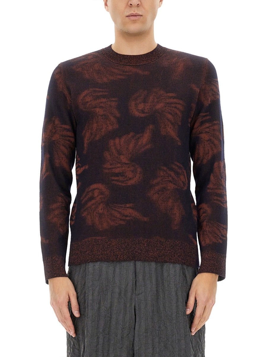 Textured Jacquard Knit Sweater With Classic Fit