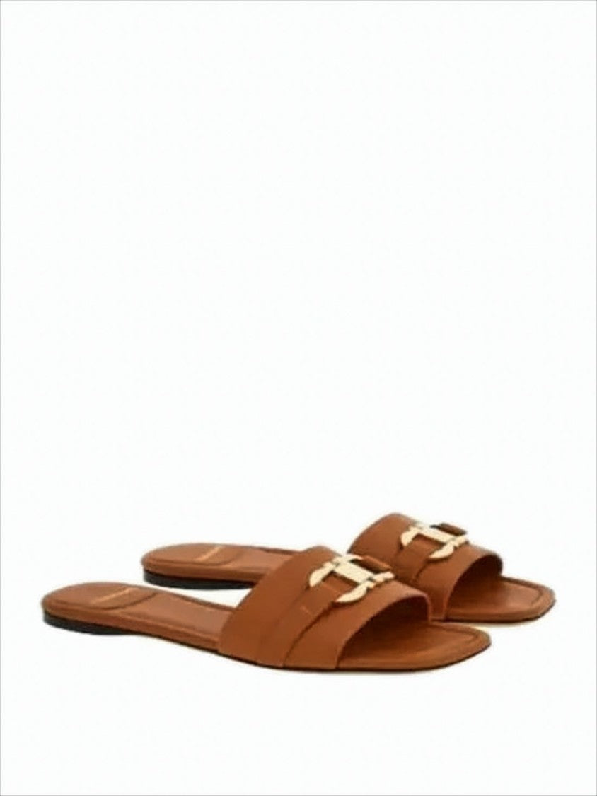 Flat Calf Leather Mules