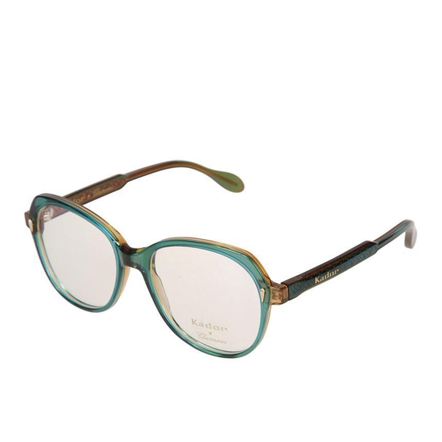 Aida Glamour Translucent Teal and Amber Rounded Frame Eyeglasses