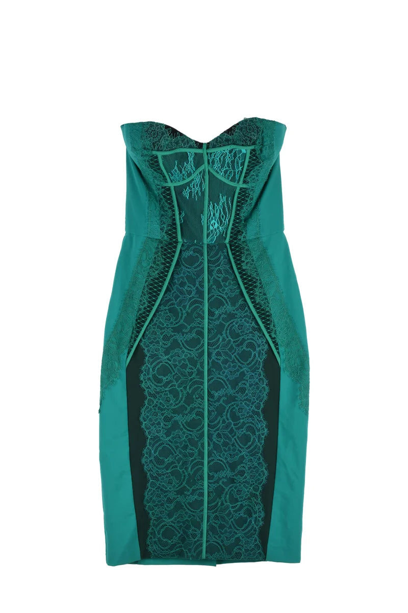 Heart Neckline Sheath Dress - Green